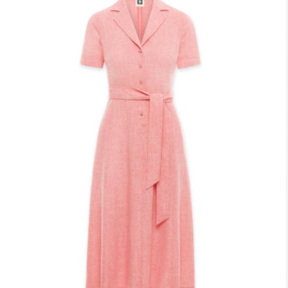 Anne Klein - Coral Front Button Down Midi Dress (Excellent Used Condition) - Picture 2 of 15